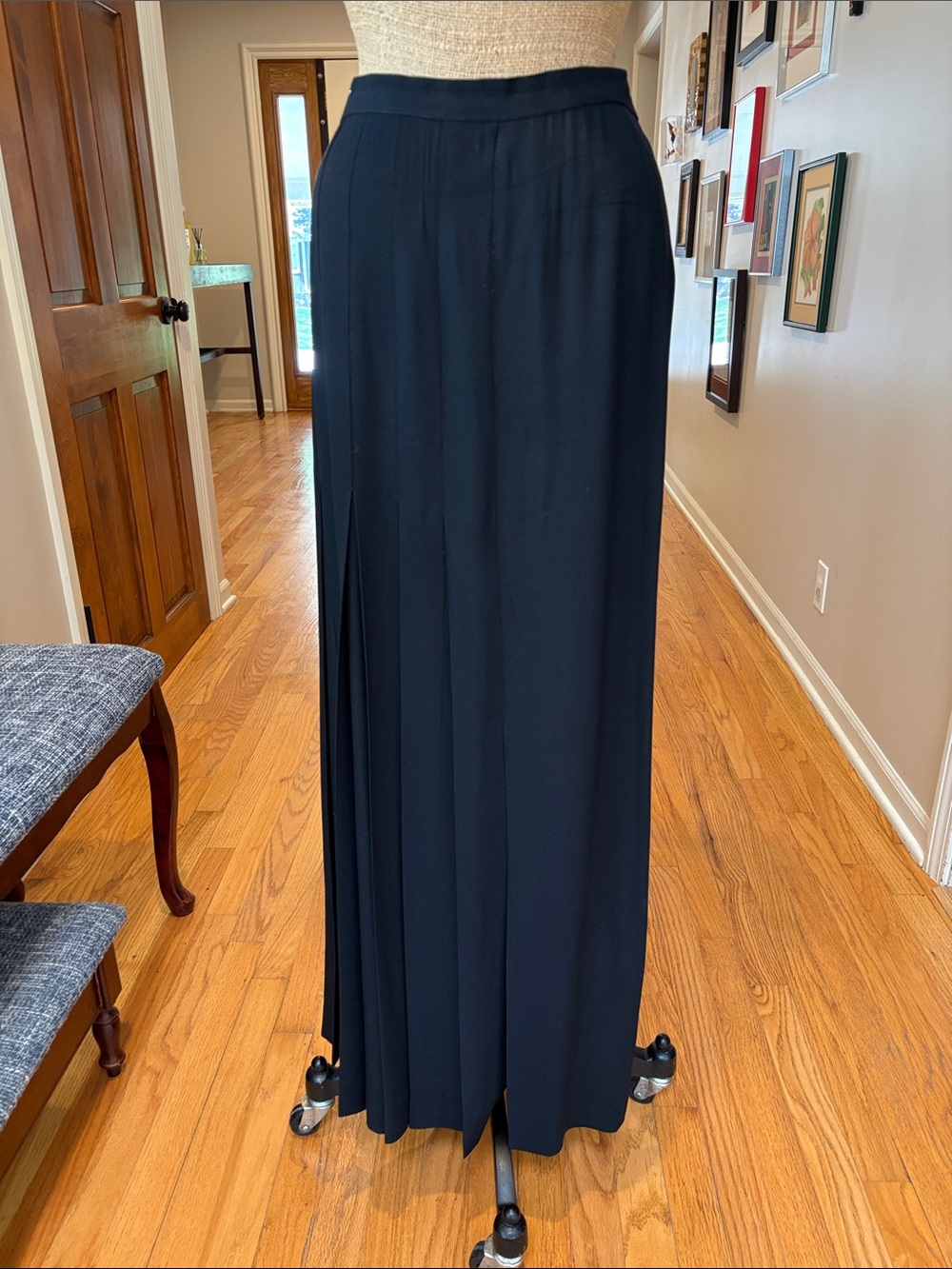 CHANEL Black Maxi Skirt with Soft Pleats